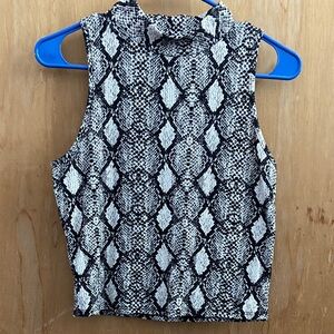 Caution To The Wind Black and White Snake Print Crop Top